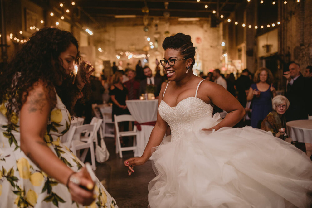 Bride dancing with friends at Corradetti Reception in Baltimore MD Carly Romeo &amp; Co.