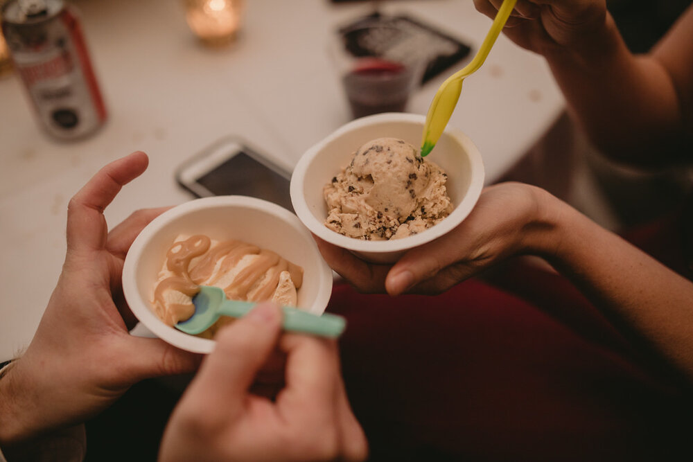 Ice cream at marriage reception in the Corradetti Baltimore Maryland Carly Romeo photography