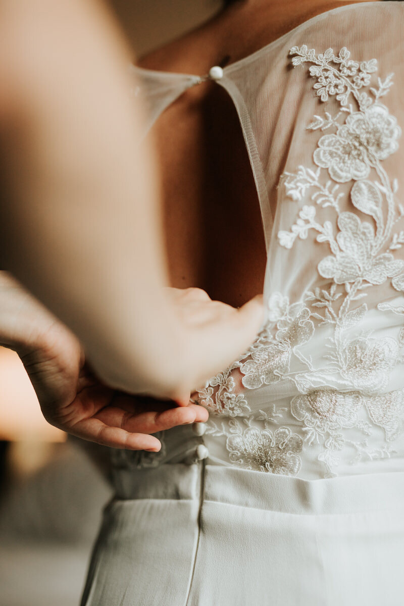 Back of wedding dress in Richmond Virginia Carly Romeo &amp; CO.