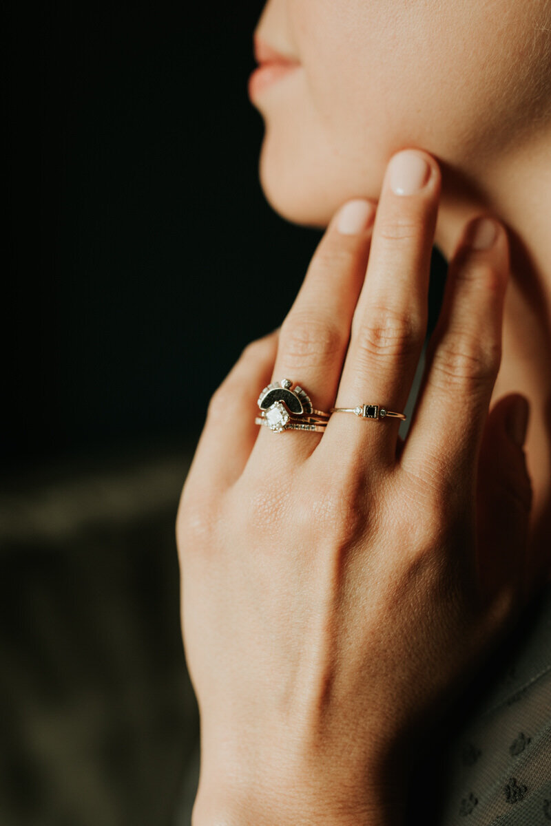 Closeup of Bride's wedding band Richmond Virginia Carly Romeo