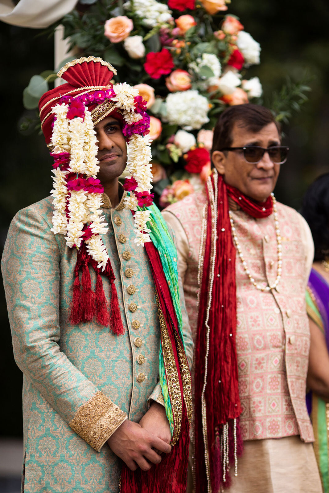 Indian groom in traditional Sehra at Dover Hall Richmond Carly Romeo wedding photography