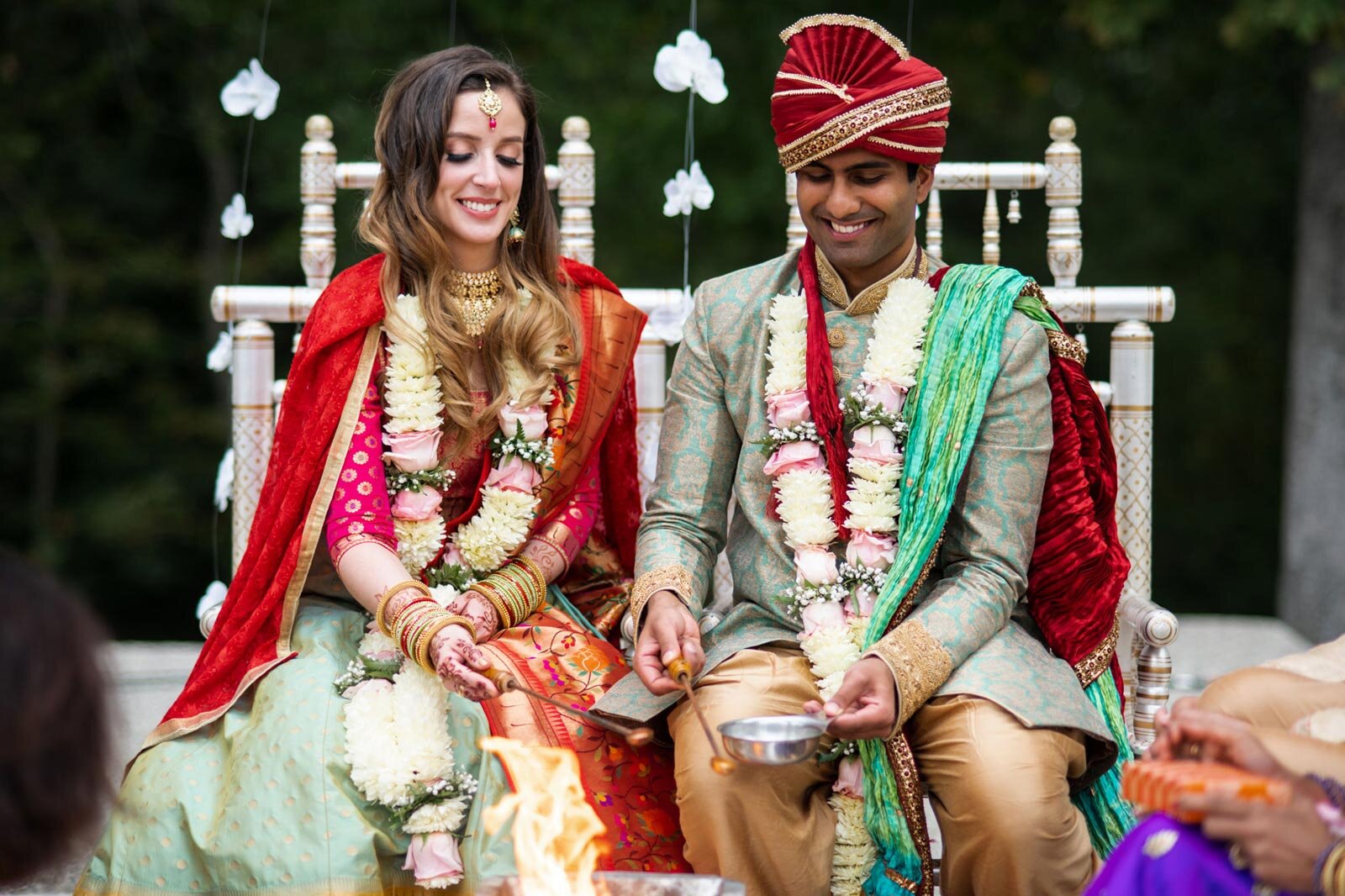 Mixed race couple in traditional indian wedding ceremony at Dover Hall Richmond VA Carly Romeo &amp; Co.