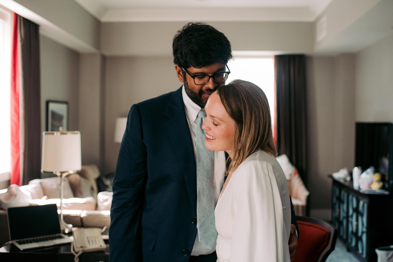 Bride and groom together before wedding in Pittsburgh PA Carly Romeo + Co.