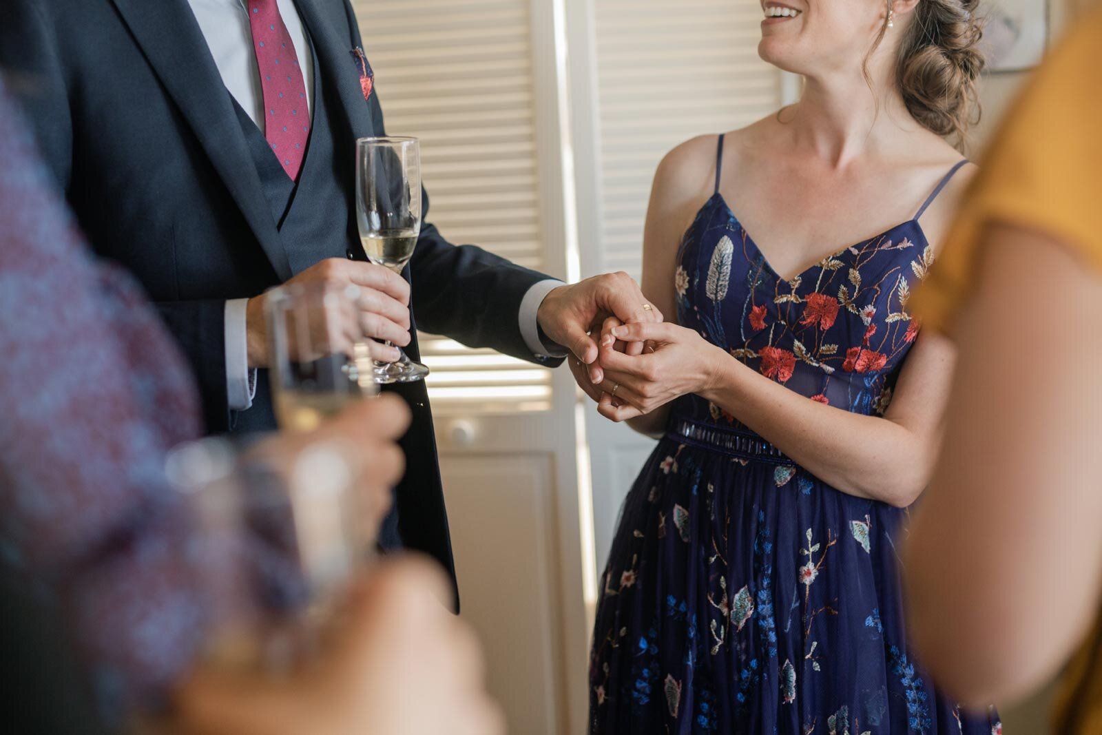 Bride and groom holding hands together after ceremony in Mendocino California Carly Romeo