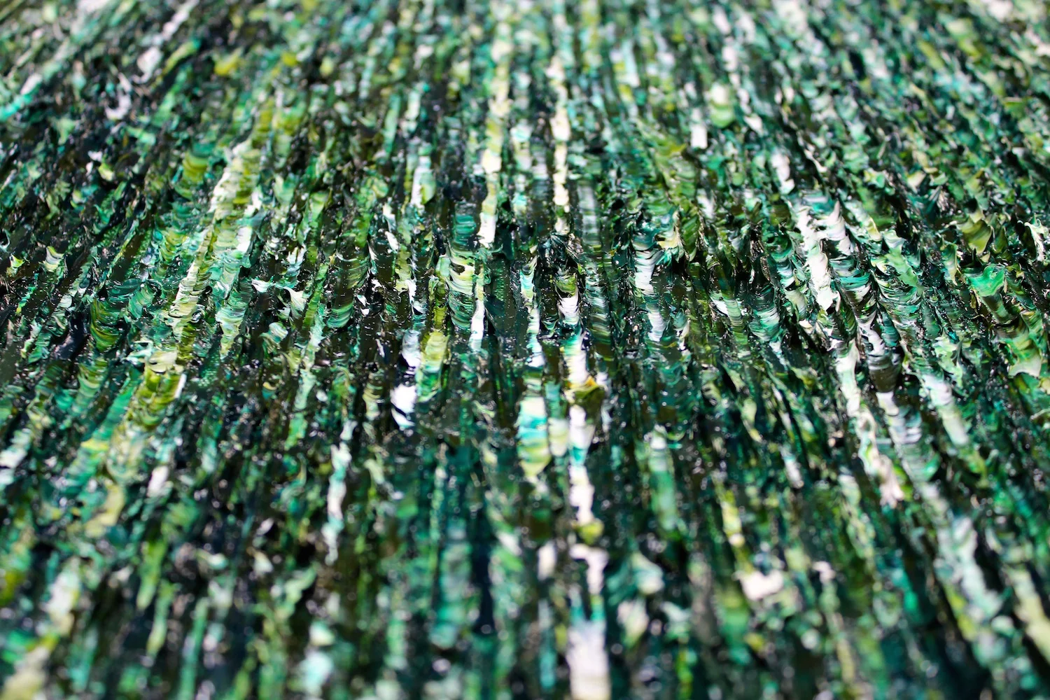 'Forêt Tropicale, Coba' oil painting by artist Louis-Bernard St-Jean (Close-up view to show the texture)