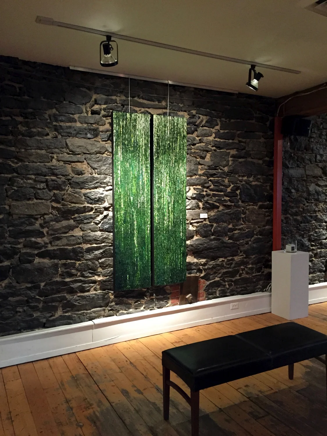 View of 'Cenote' oil painting by artist Louis-Bernard St-Jean (Photo taken at Avenue Art Gallery)