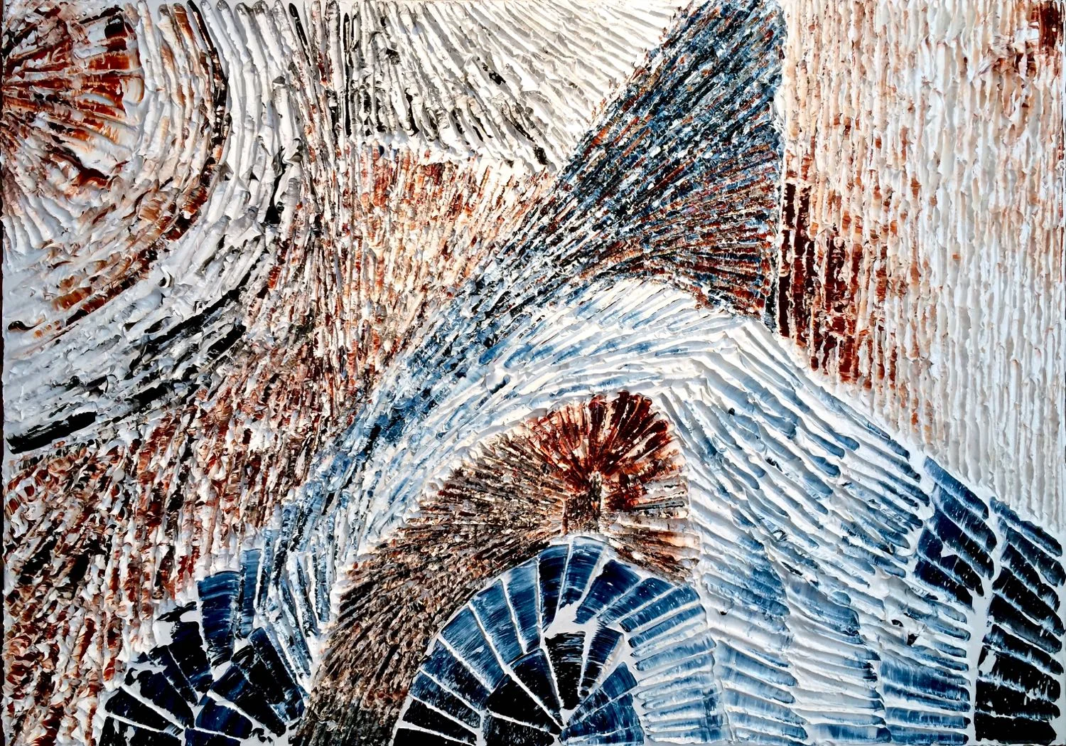 « Je voudrais voir la mer… » - Sculptural oil painting by artist Louis-Bernard St-Jean