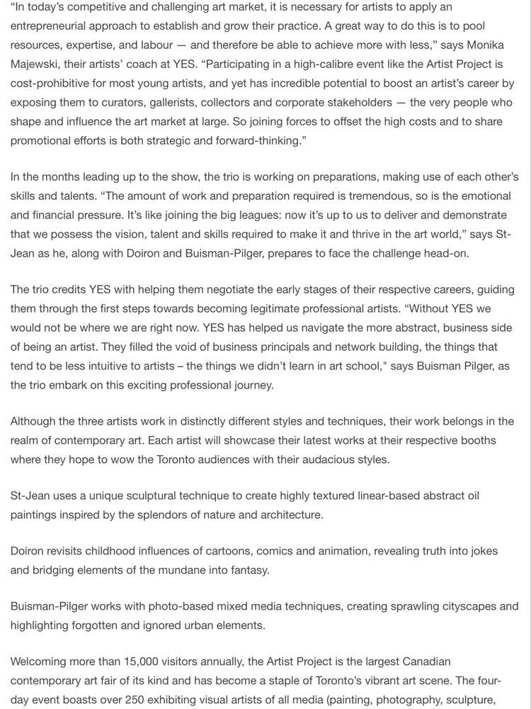 Montreal emerging artist trio ready to wow Toronto (Part 2 of 3)