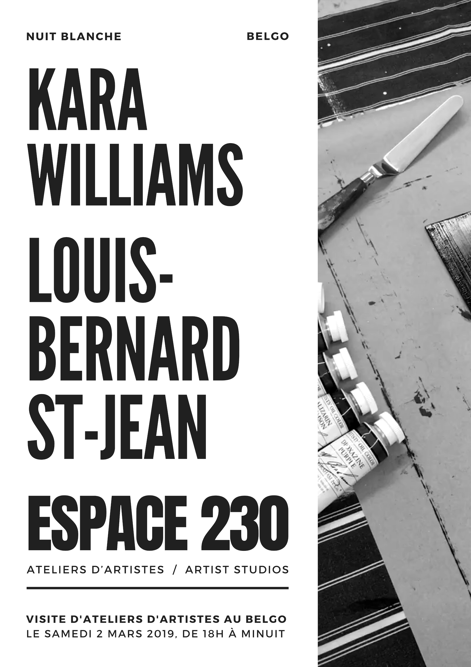 Photo de l’atelier, Espace 230, Édifice Belgo