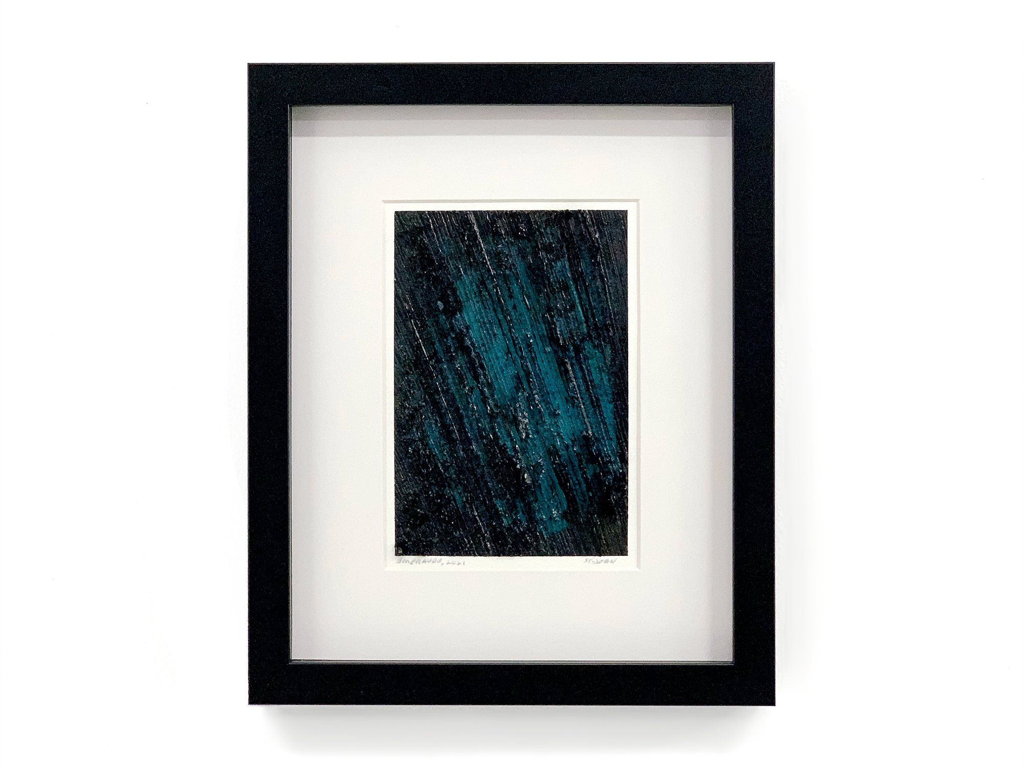 Œuvre d'art intitulée "Émeraude" par Louis-Bernard St-Jean. 2021, huile sur papier Arches, 8 x 6 pouces