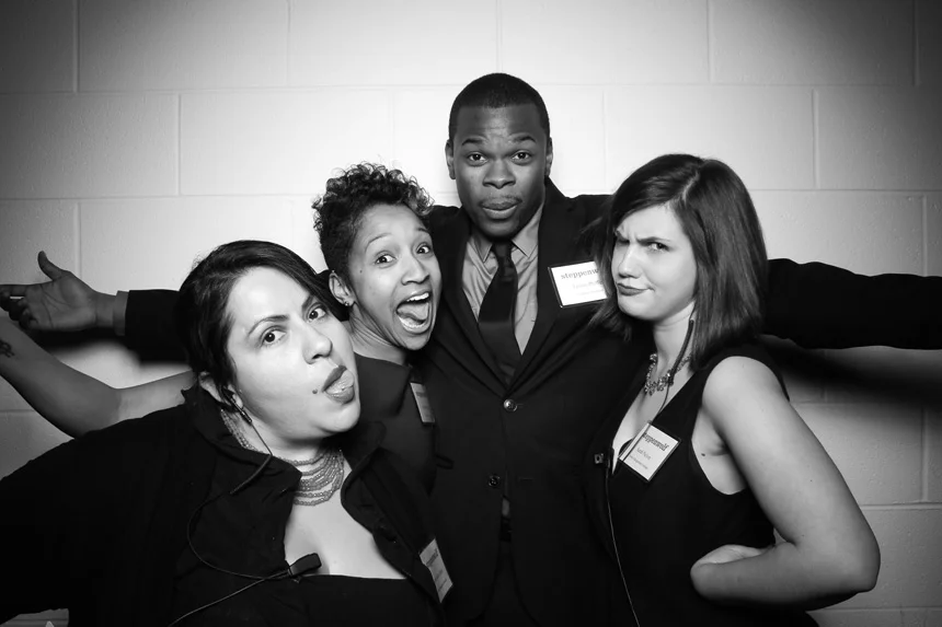 Some of the Steppenwolf Theatre volunteers pose for a photo booth picture.