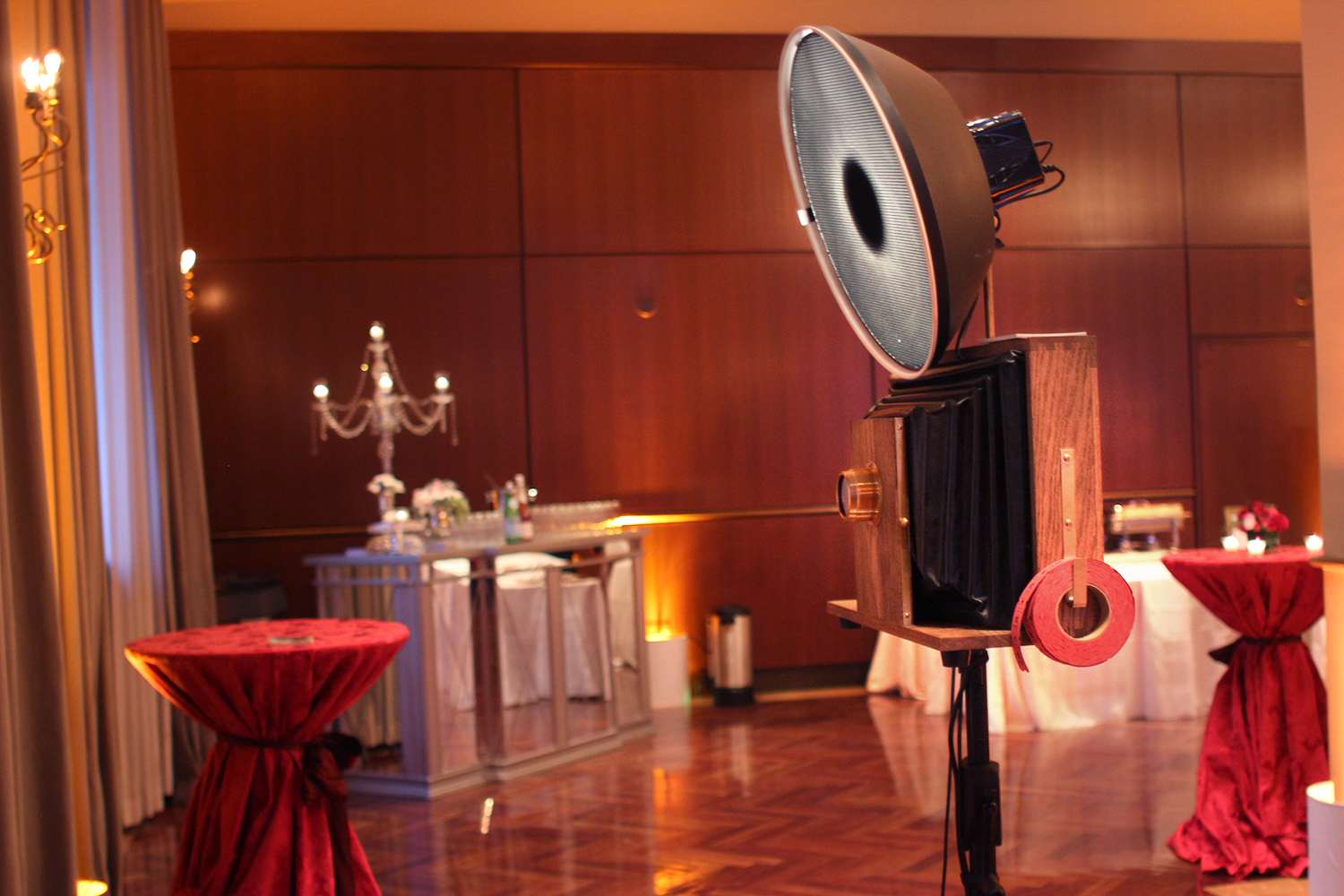 Fotio Photo Booth wedding setup in Ruggles Hall at the Newberry Library Chicago. 