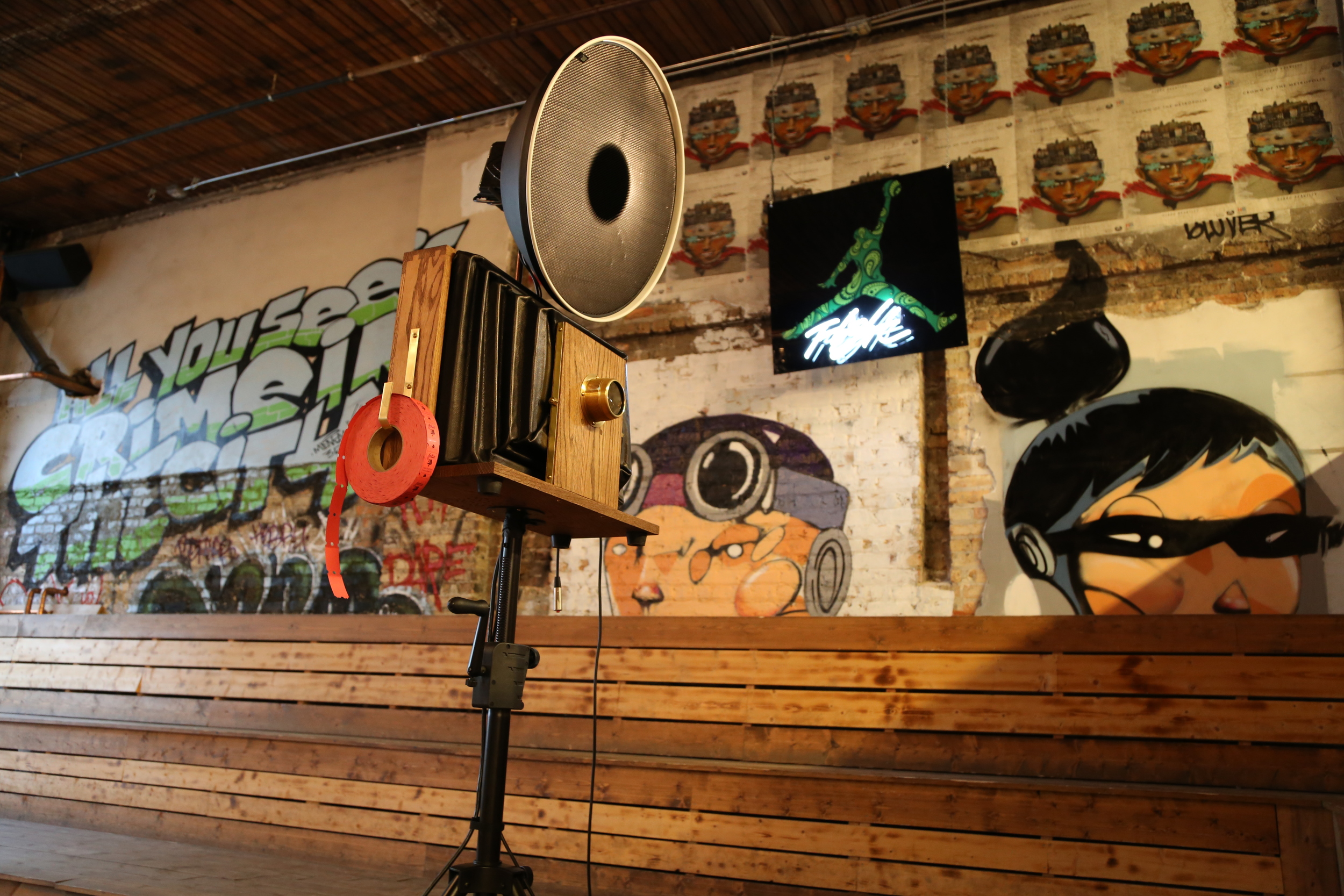 Photo Booth setup taken in the Reverie Gallery at Lacuna Artist Lofts.