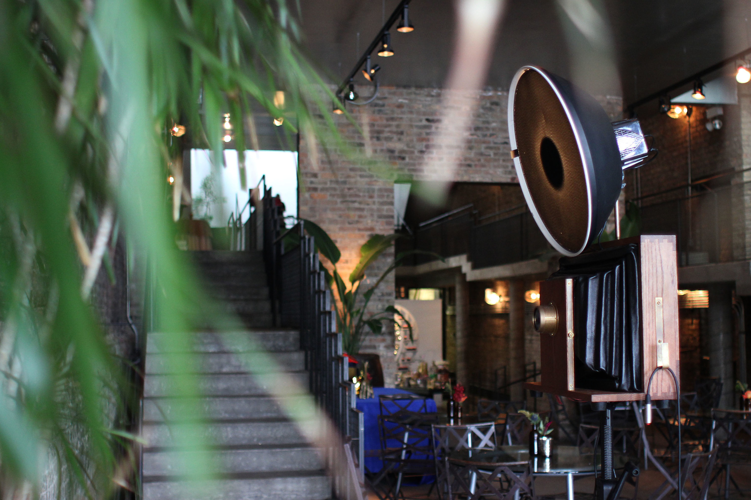 A vintage Fotio photo booth setup at a wedding at A New Leaf Chicago.