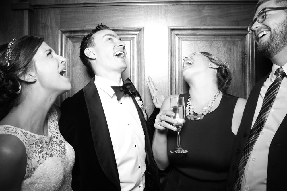 Chicago Bride and Groom having a laugh with their guests at Revolution Brewery Brewpub! 