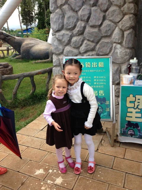 Cutie pies - waiting in line for our turn.
