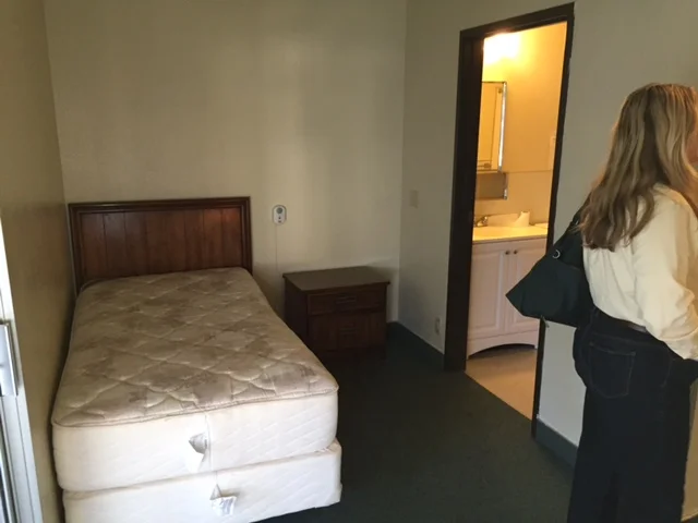 Another part of Studio room. Bathroom is through the door to the right.