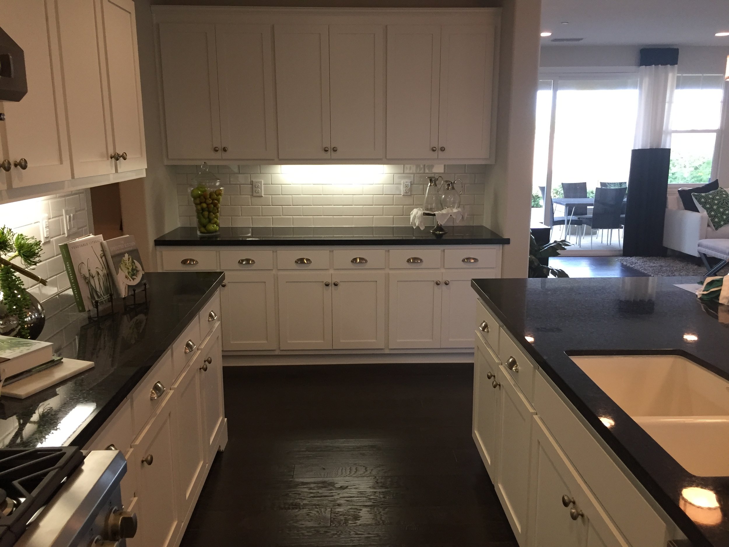 Kitchen looking from pantry toward prep counters