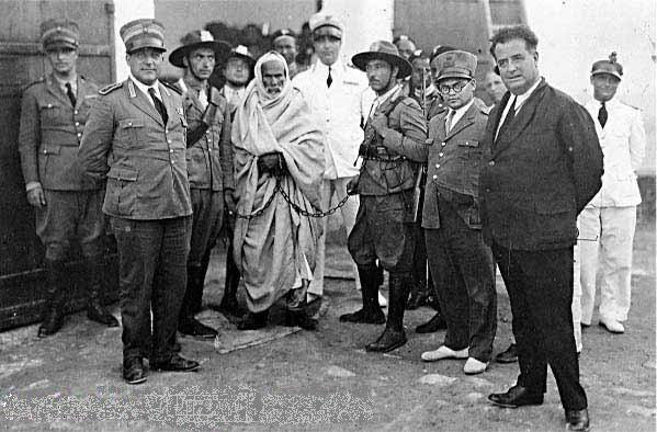 Omar Mokhtar arrested by Italian Fascists