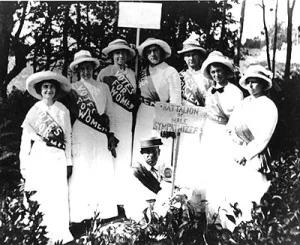 People campaigning for female suffrage.