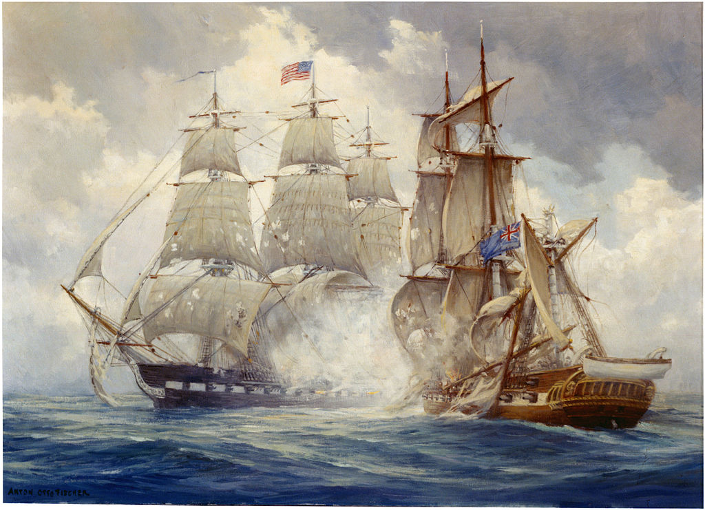US Frigate Constitution defeats the British Frigate Java in December 1812.