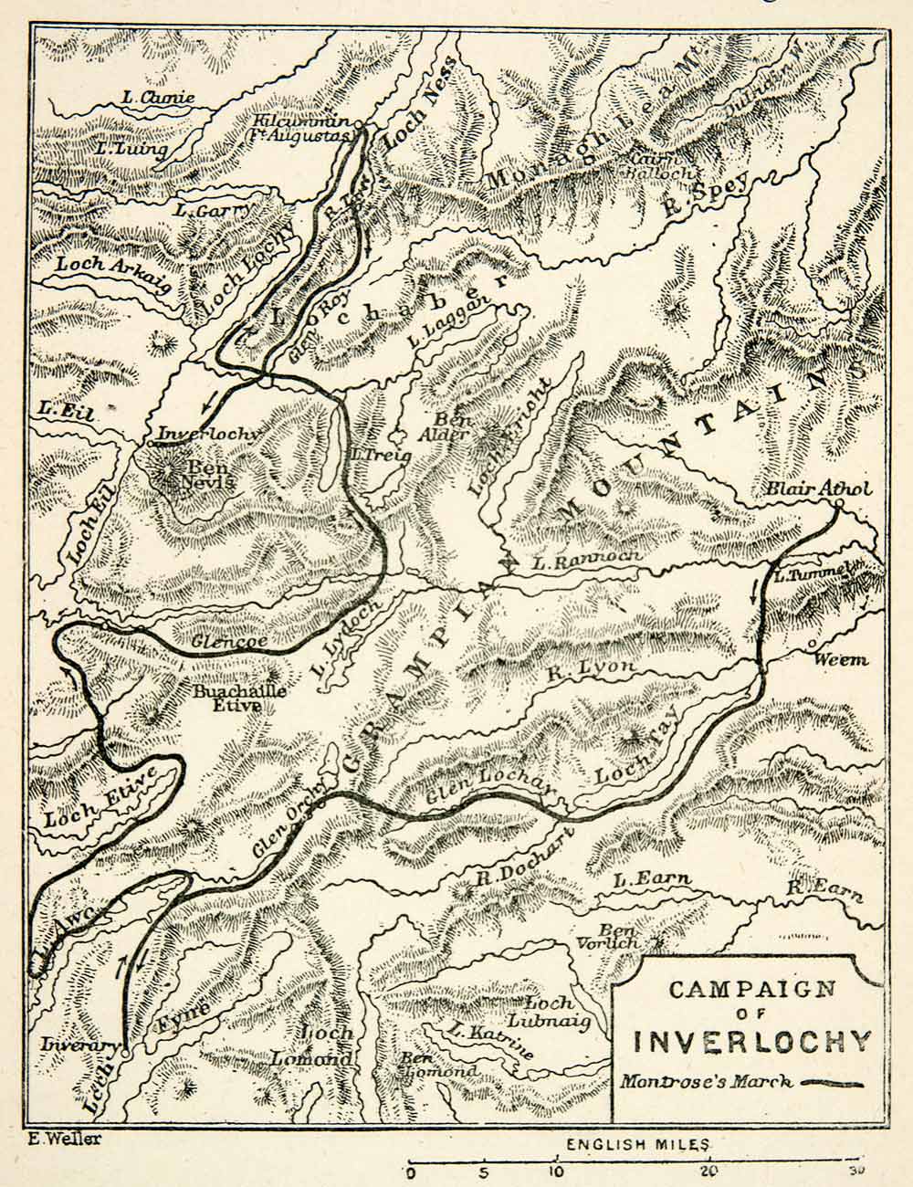 A map of the Campaign of Inverlochy.