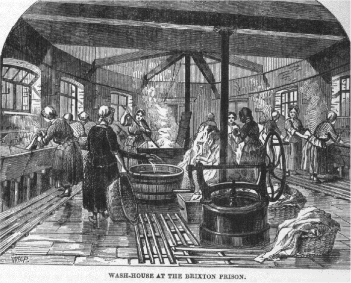 Women working in the 'wash-house at the Brixton prison.'