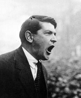 Michael Collins addressing a crowd in Dublin, 1922.