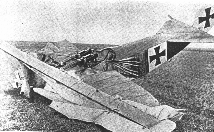 The frequent fate of would-be aces. Balloon buster Heinrich Gontermann’s Fokker Triplane, destroyed on a balloon busting mission.