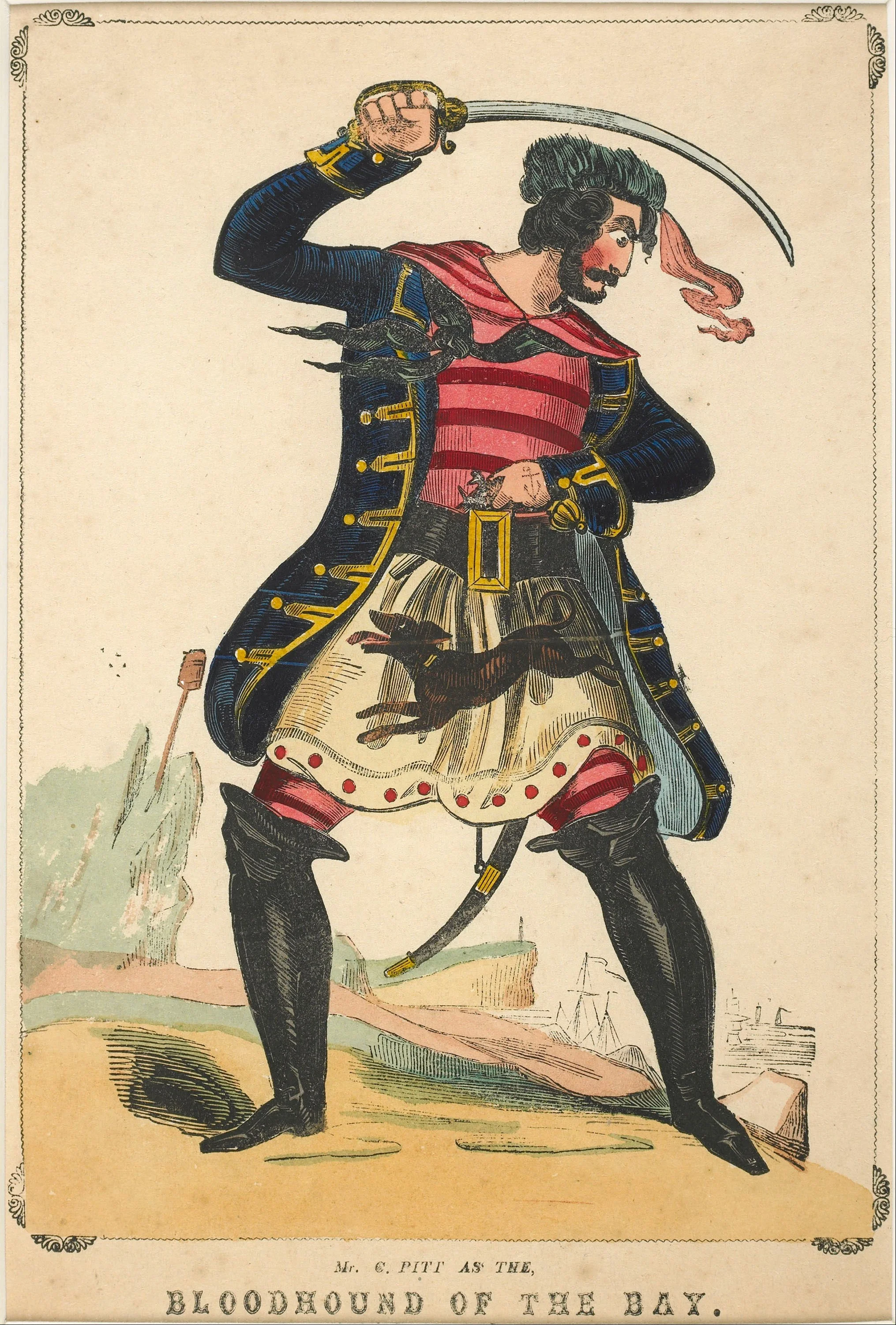  "Mr C. Pitt as the Bloodhound of the Bay", a portrait of a pirate in the Museum of London.