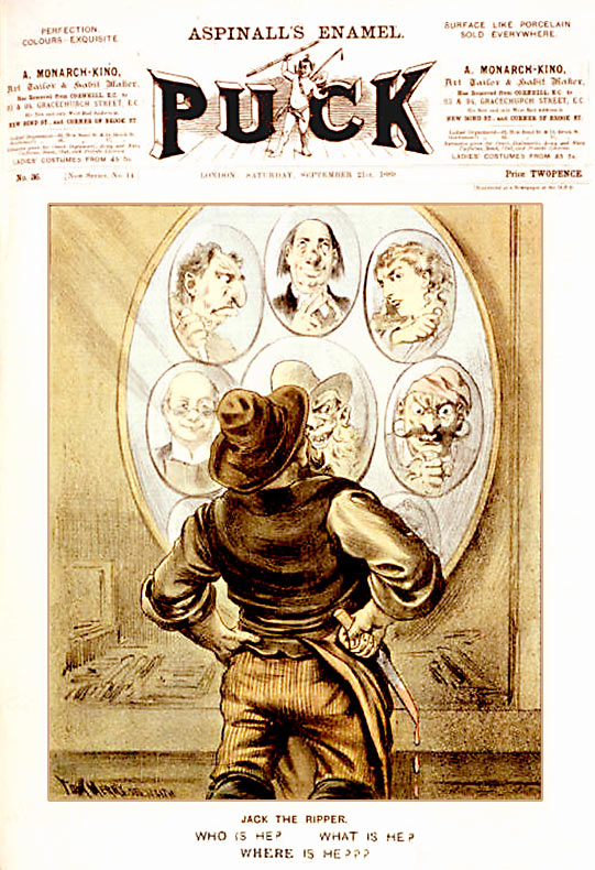 Jack the Ripper as depicted by Tom Merry in Puck magazine.