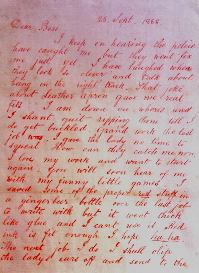 The first letter from Jack the Ripper - September 25, 1888.
