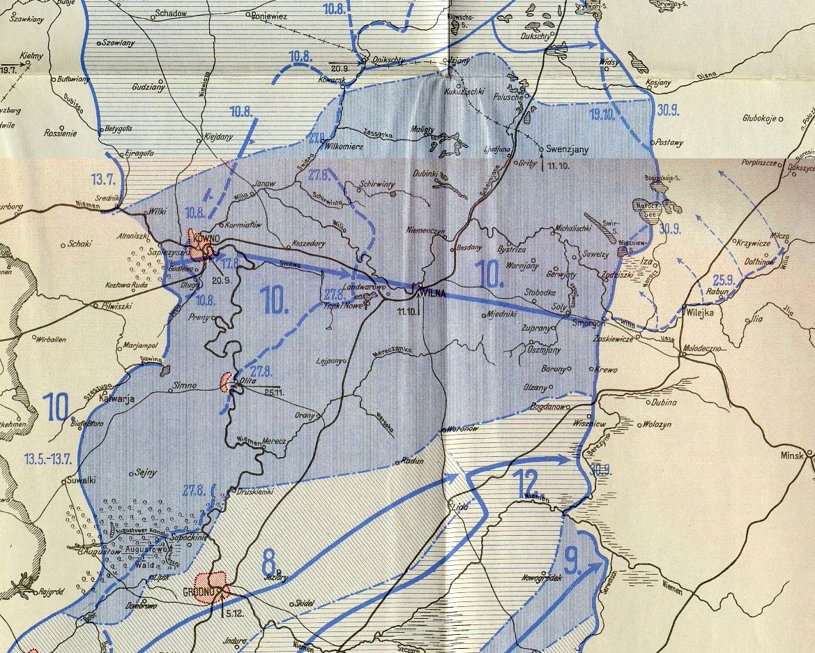 Extent of the German X Army Advance East.