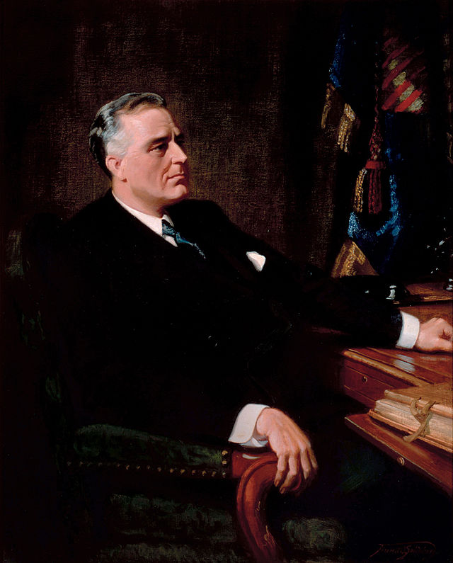 Franklin D. Roosevelt's presidential portrait. Roosevelt has a very much unwanted midterm record.