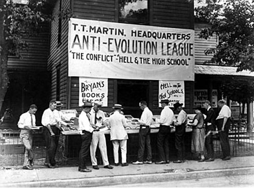 The Anti-Evolution League at the Scopes Trial. Source: Mike Licht, available here .