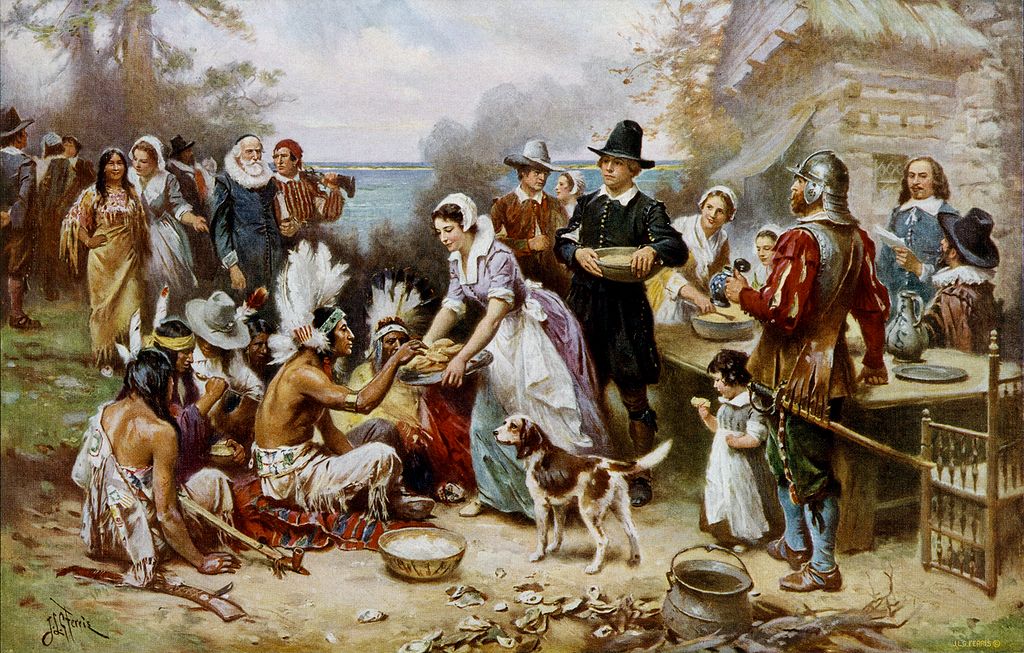 The First Thanksgiving by Jean Leon Gerome Ferris, early 20th century.