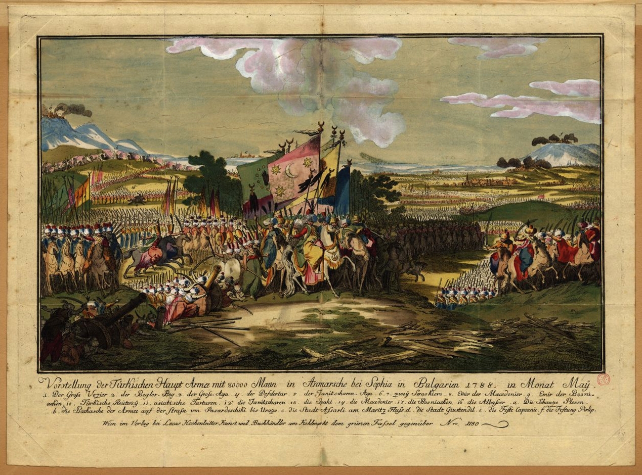 An image from the Austro-Turkish War (1788-1791). Here the Ottoman army is advancing towards Sofia, Bulgaria.