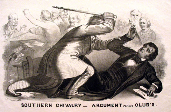 A lithograph cartoon depicting the incident.