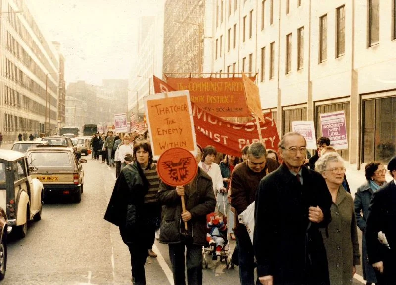 A miners' strike rally in London, UK in 1984. Source: Miners' strike really, 1984 via Nick from Bristol, UK. Available here .