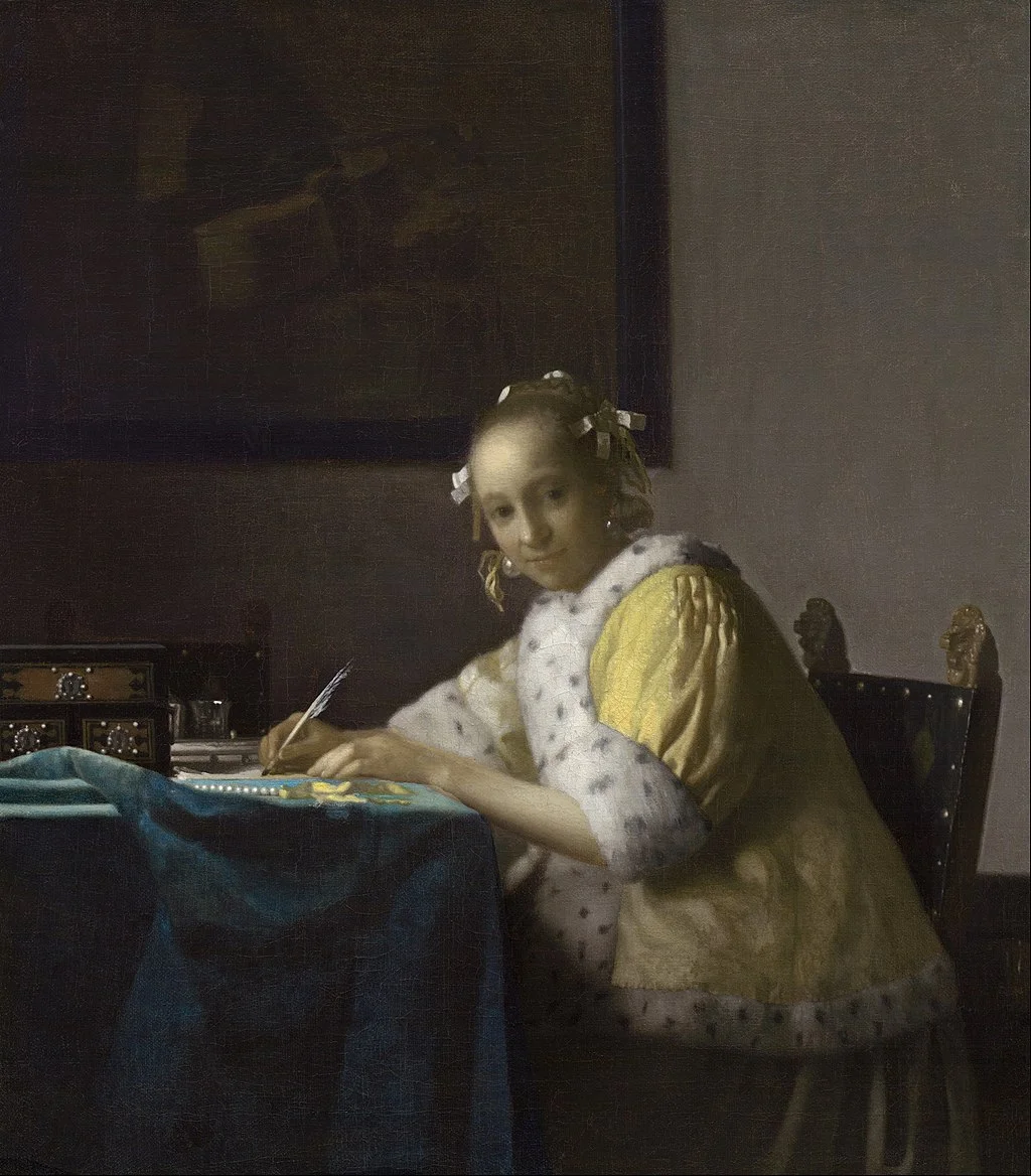 Writing in History... A Lady Writing by Johannes Vermeer, 1660s.