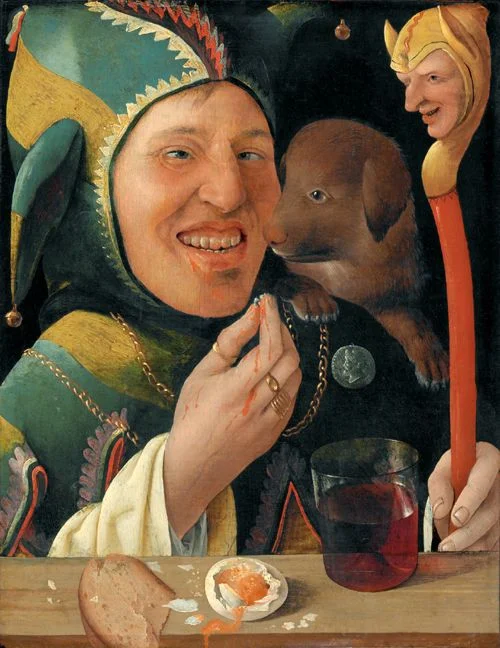 A 16th century painting of a jester Source: here .
