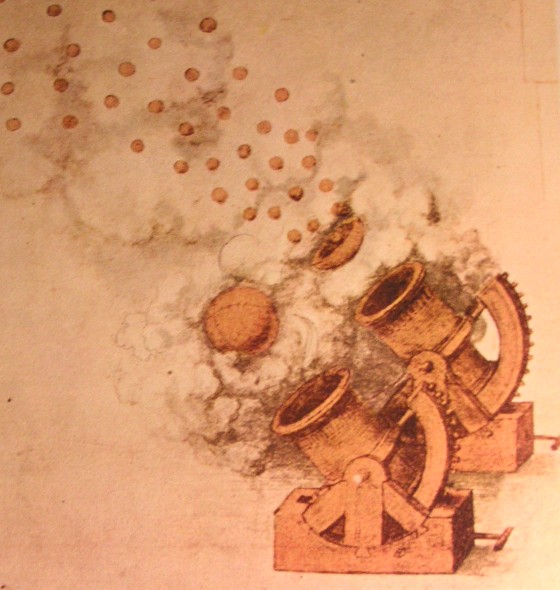 Cannons from a late 15th century/early 16th century drawing as shown in The Life and Times of Leonardo , Paul Hamlyn.