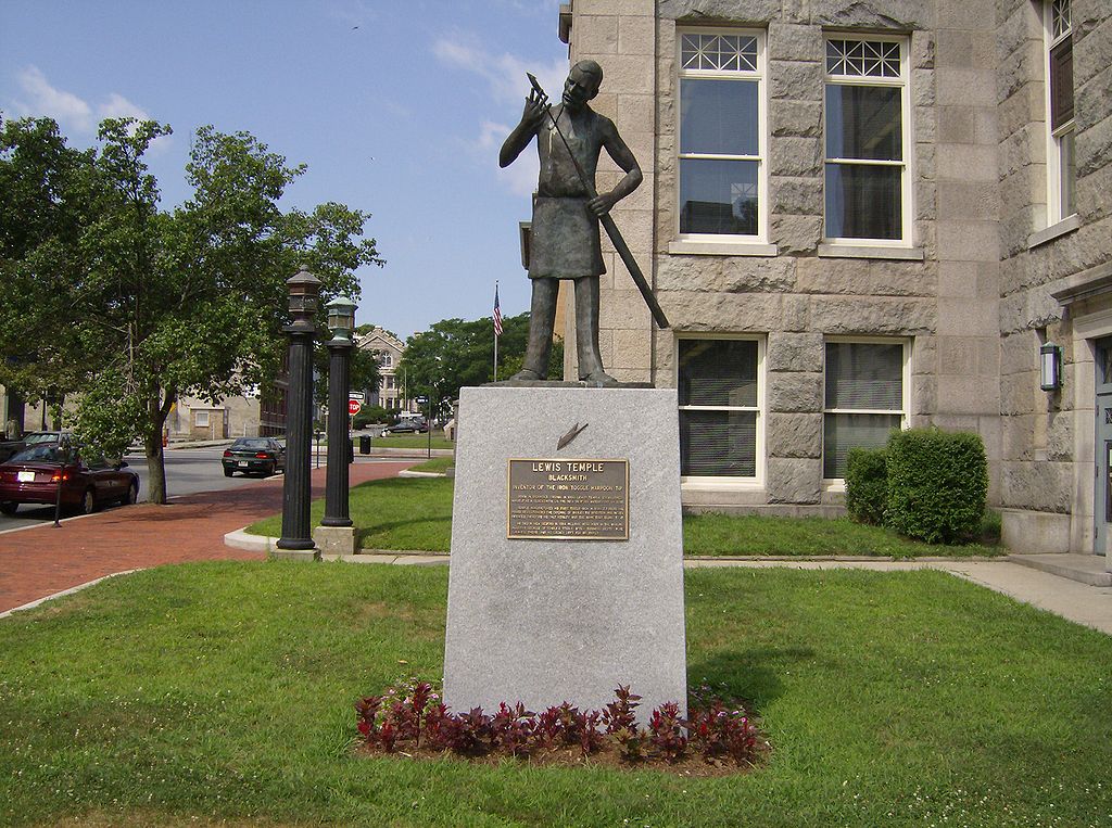 A statue of Lewis Temple in New Bedford, Massachusetts. Source: LGagnon, available here .