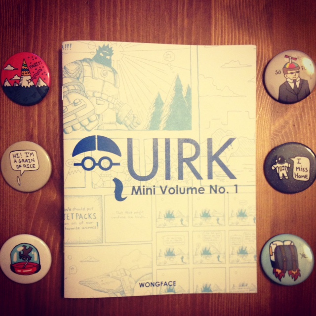 Jordan brought me art treats! Buttons and a collection of comics!