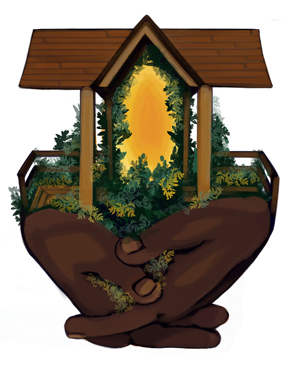 Staff shared meaningful locations and stories to assist image creation. The gazebo is a community hub for residential mental health programming.