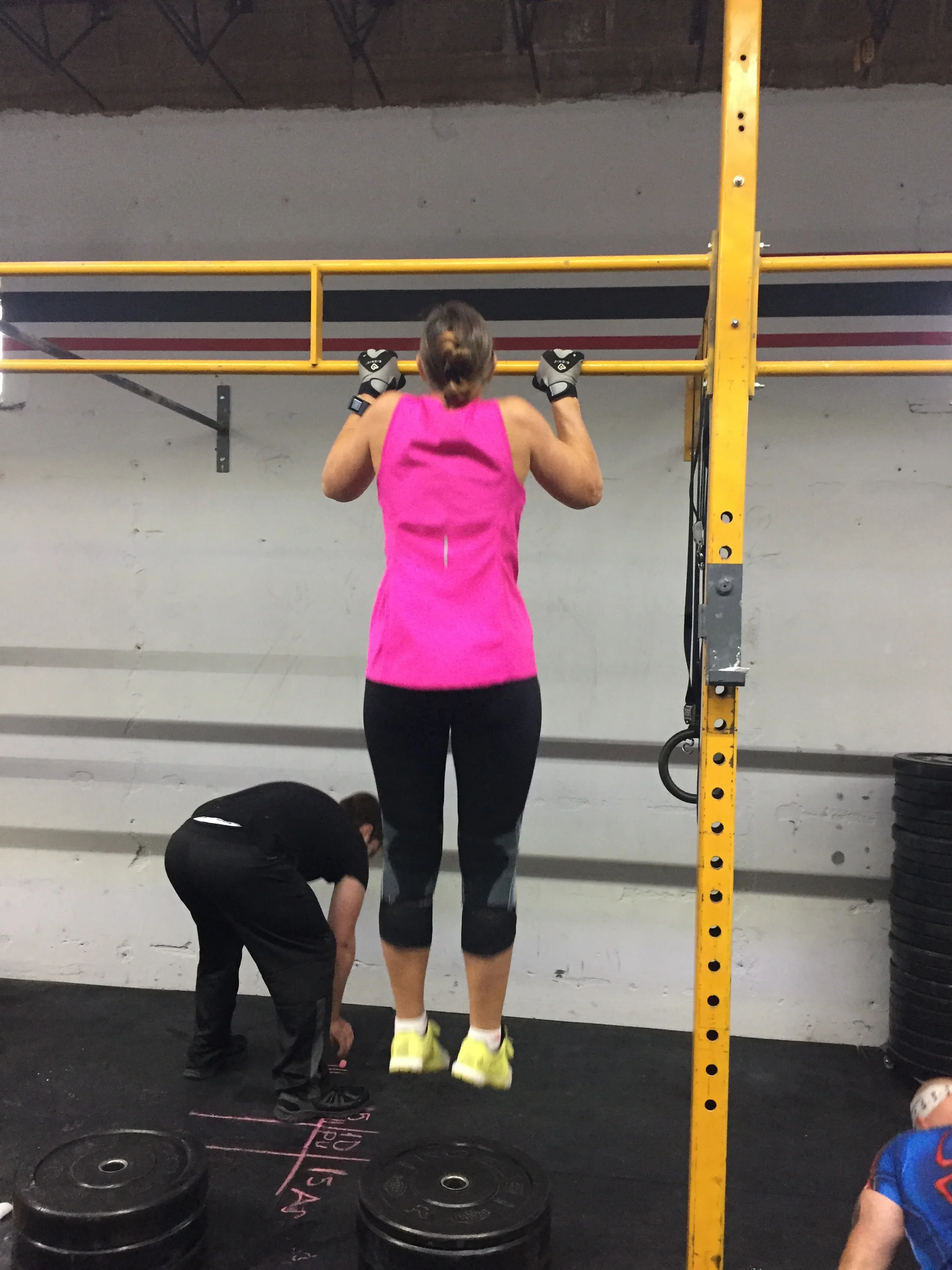 Peggy getting her pull-ups on! 