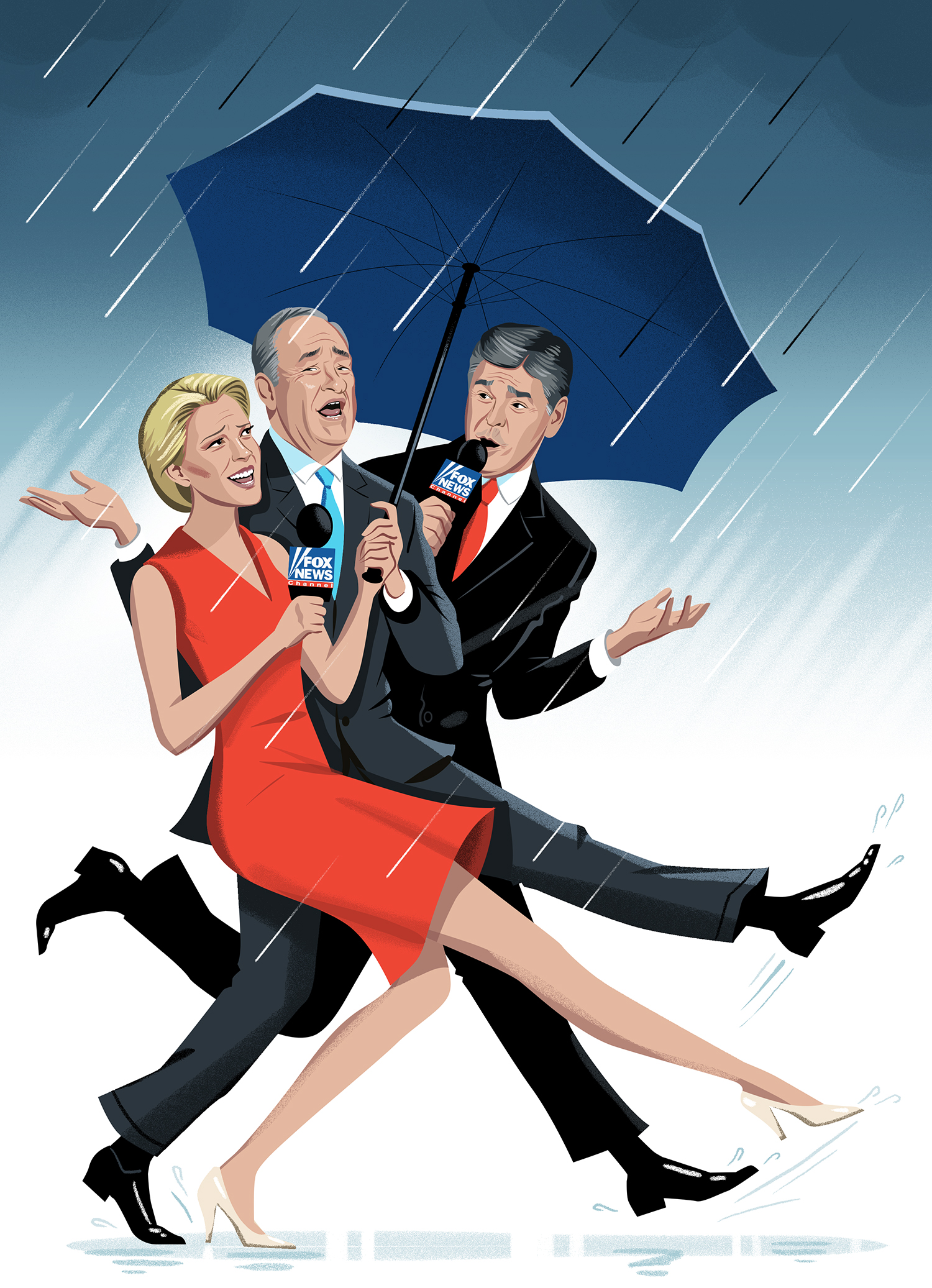 Fox anchors: Megyn Kelly / Bill O'Reilly / Sean Hannity for The New Yorker / AD Chris Curry