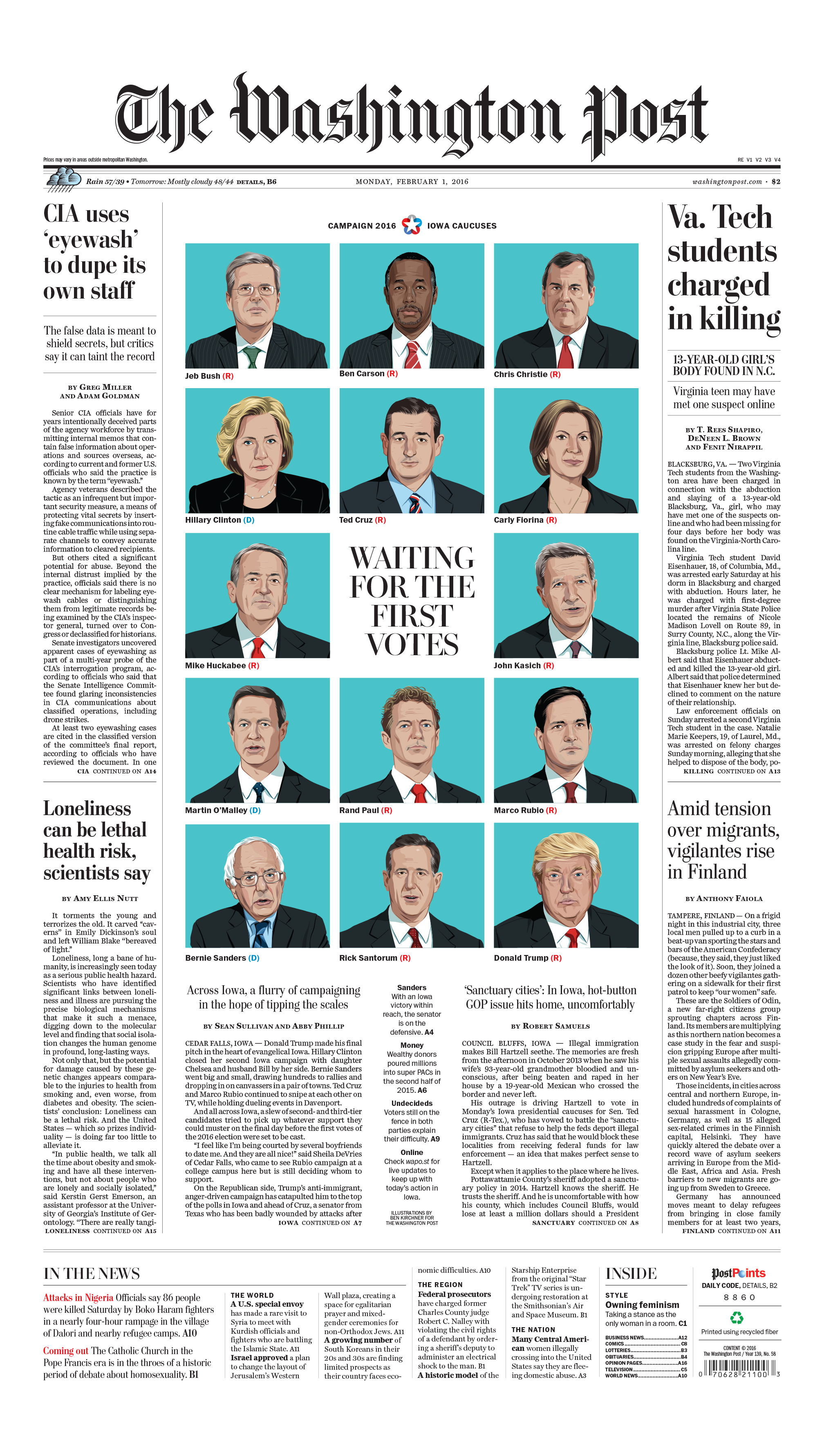 Portraits for The Washington Post's 2016 Election coverage 
