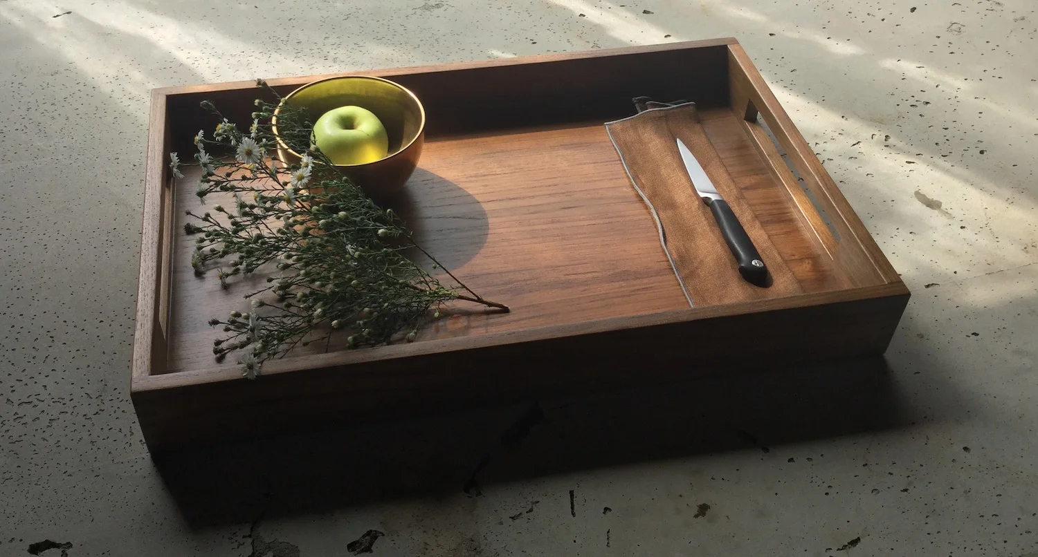 Rectangle Tray In Solid Burmese Teak With Oiled Finish