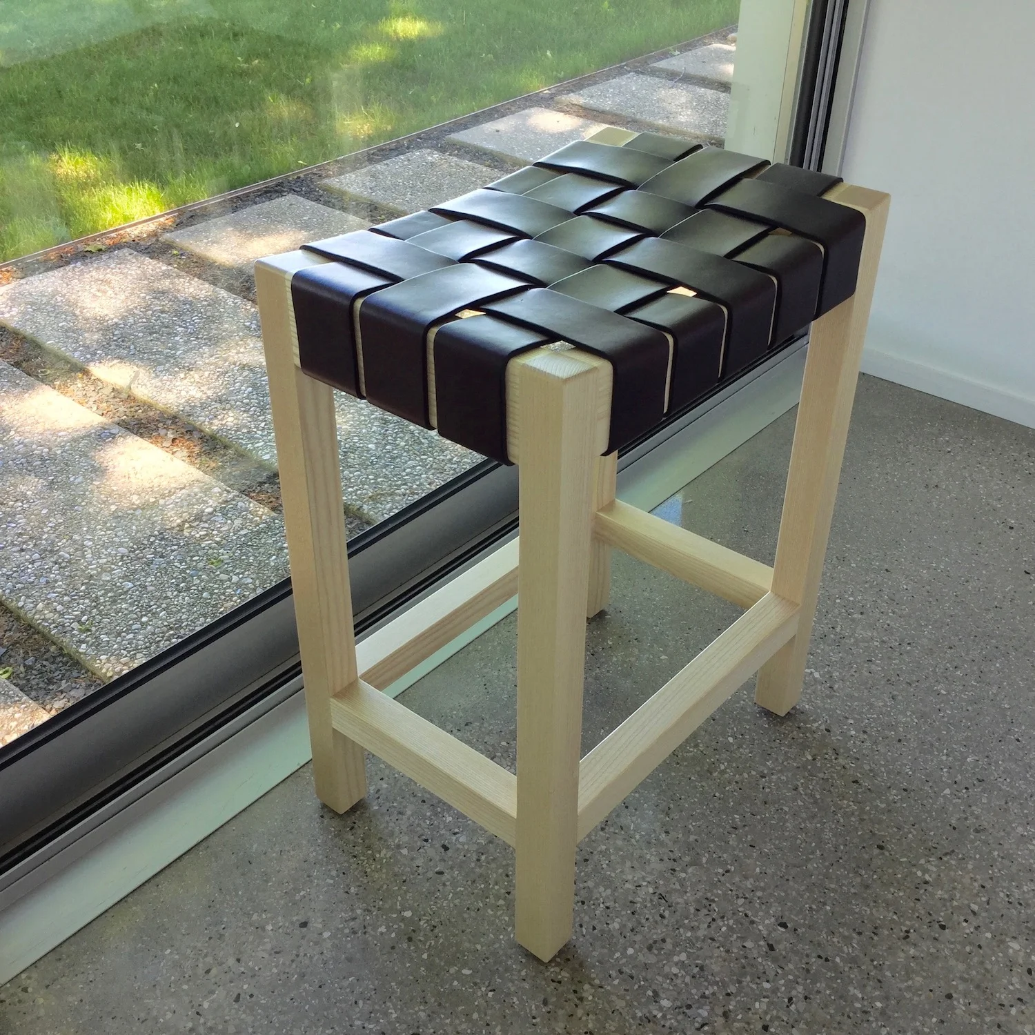MC-36 Stool In White Ash And Saddle Leather
